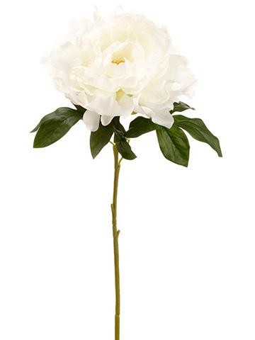 Artificial Flower Silk Peony in White - 23" Tall | Afloral (US)