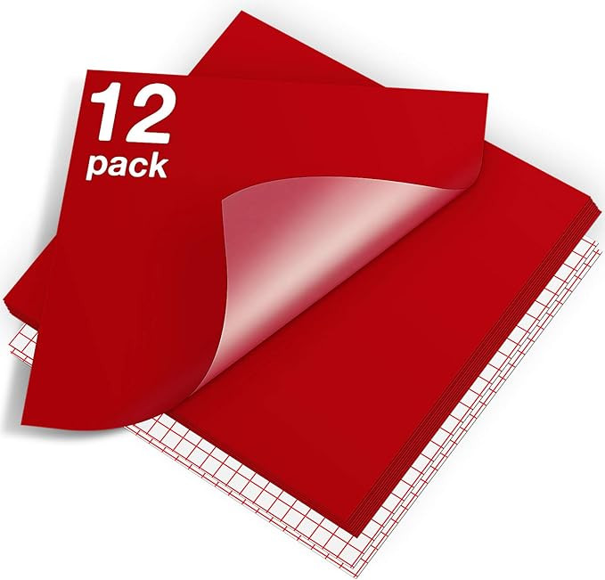 HTVRONT Red Permanent Vinyl, 12 Pack Red Vinyl for Cricut - 10 Red Vinyl Sheets 12" x 12" & 2 Tra... | Amazon (US)
