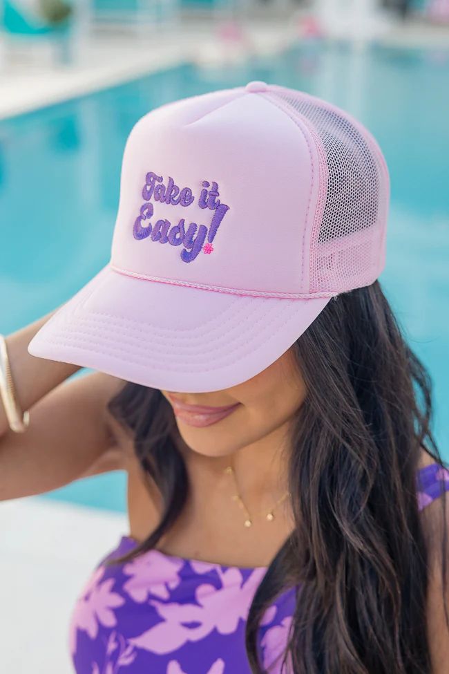 Take It Easy Light Pink Trucker Hat | Pink Lily