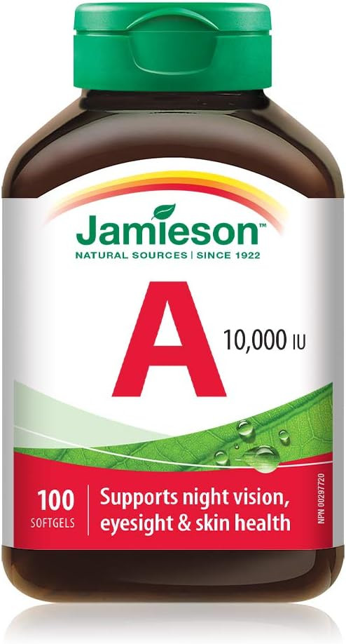 Jamieson Vitamin A 10,000 IU Softgels, Eyesight Support and Skin Health. Gluten-Free, Lactose-Fre... | Amazon (CA)