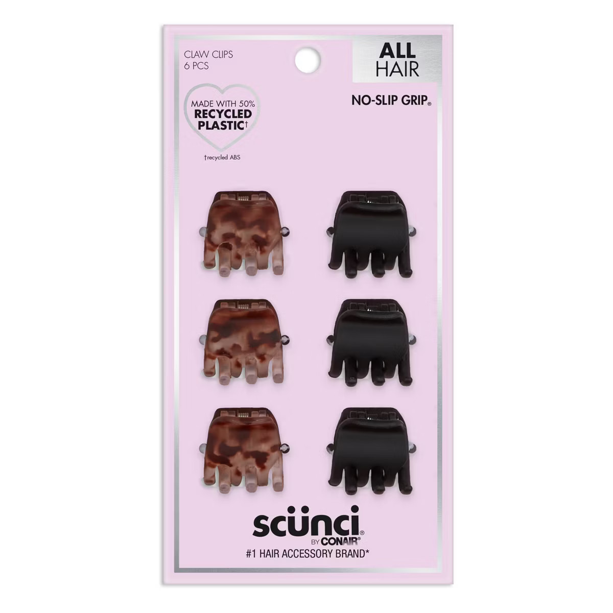 scünci No-Slip Grip Mini Claw Clips - Matte Tortoise/Black - All Hair - 6pcs | Target