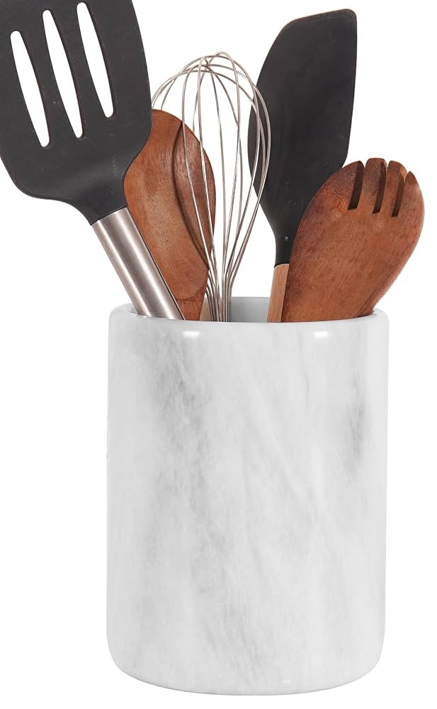 Radicaln Marble Utensil Holder 6.5" Inches White Handmade Spoon Holder for Kitchen Counter, Ideal... | Amazon (US)