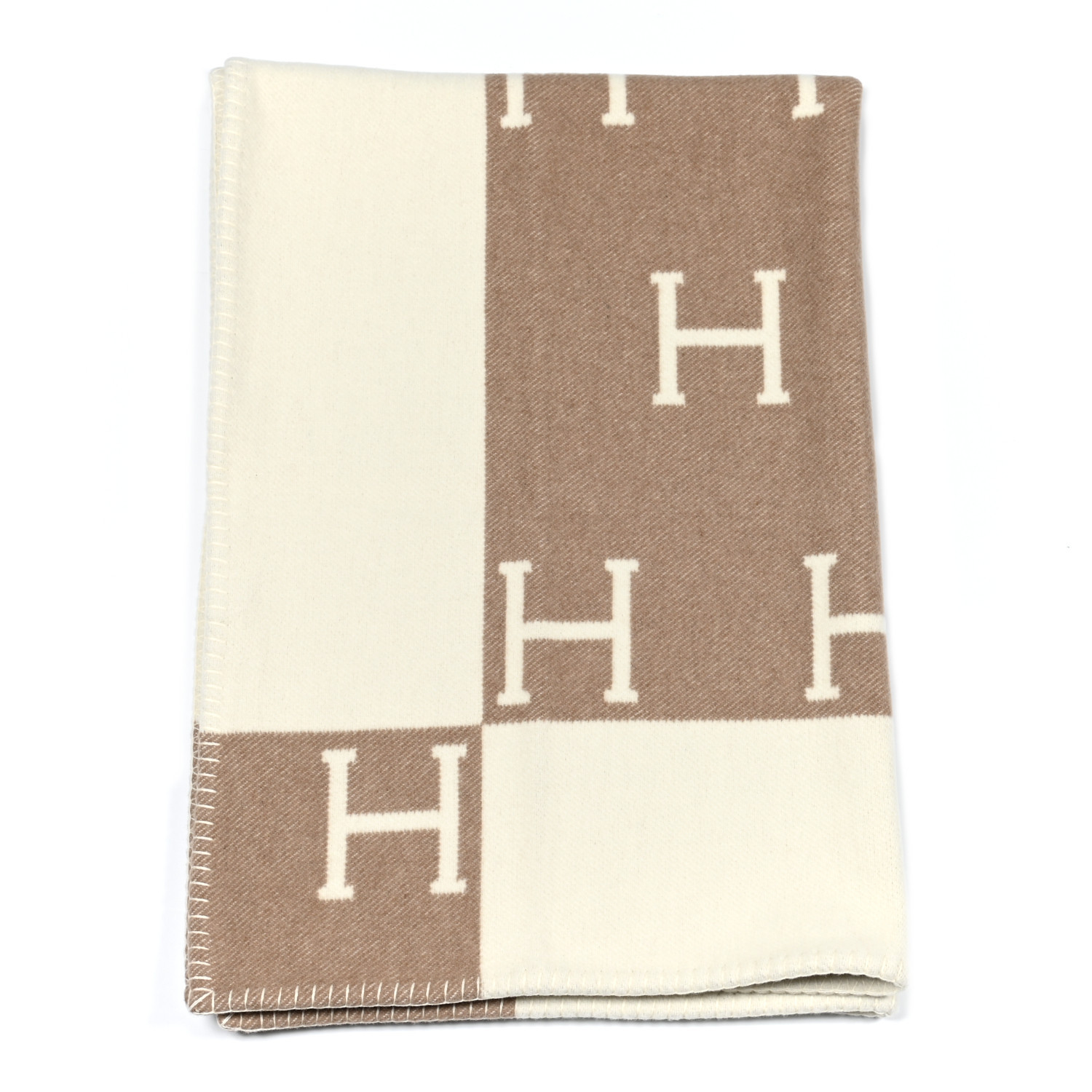 HERMES

Wool Cashmere Avalon Baby Blanket Noisette Moyen White | Fashionphile