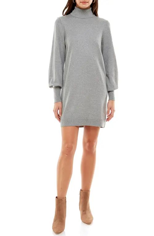 WAYF Morela Long Sleeve Turtleneck Sweater Dress in Heather Grey at Nordstrom, Size X-Small | Nordstrom