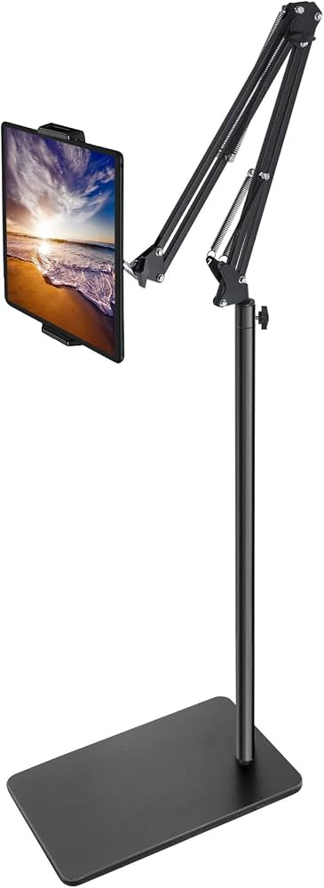 BluuSuuk Tablet Floor Stand with Double Weight Base, Overhead Bed Phone Mount Height Adjustable A... | Amazon (US)
