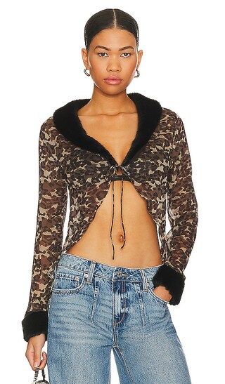 Lorena Tie Front Top in Leopard | Revolve Clothing (Global)