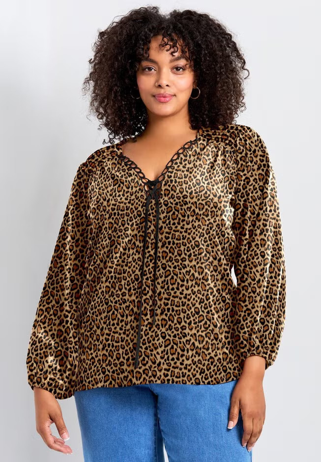 Scallop Trim Peasant Blouse | Avenue