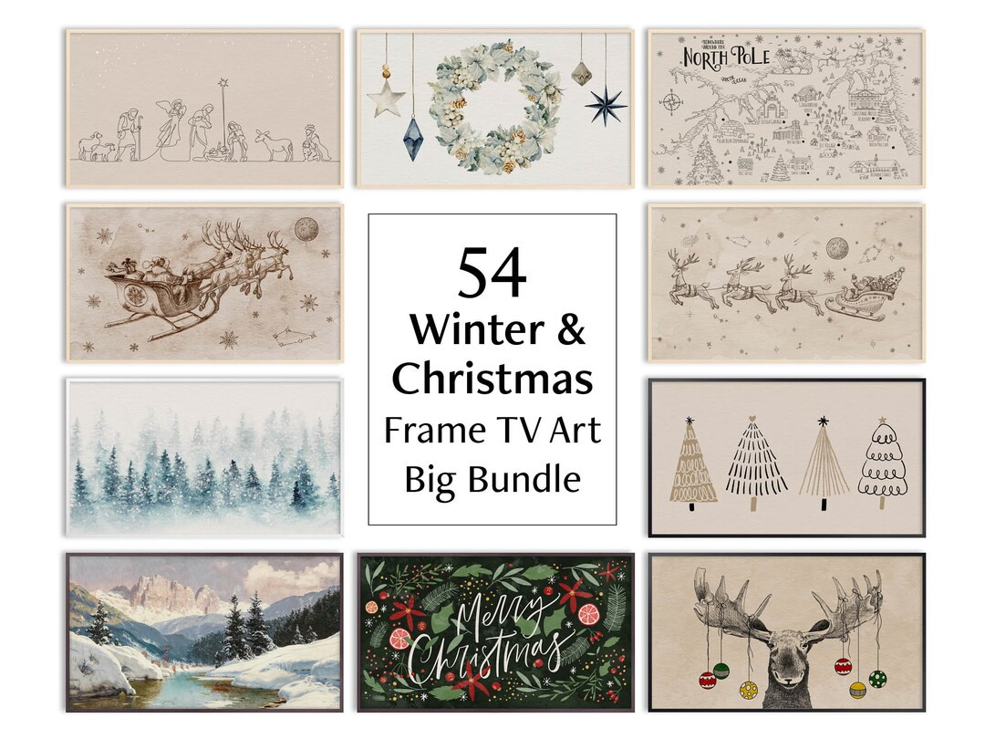 Samsung Frame TV Art Christmas Bundle, Santa Sleigh, Jesus Nativity, Winter Landscape, Reindeer, ... | Etsy (US)
