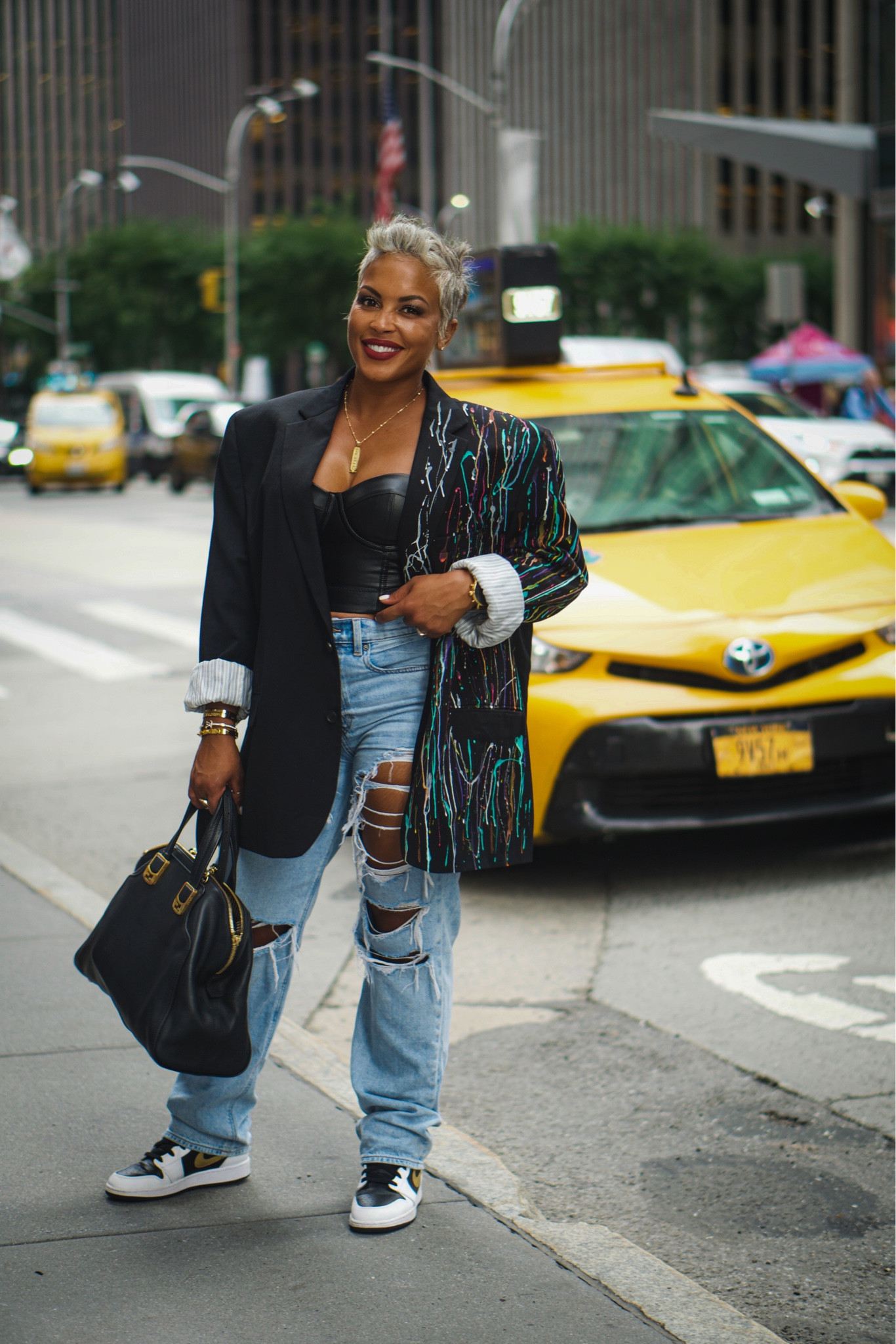 I went with the #oversizedblazer 😊
street style / fendi / distressed jeans / leather corset / New York style / gold jewelry 

#LTKstyletip #LTKFind #LTKtravel