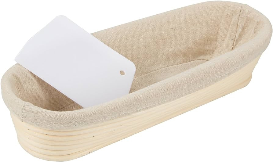 ANPHSIN 13" Oval Banneton Bread Proofing Basket Round Brotform Dough Rising with Liner | Amazon (US)