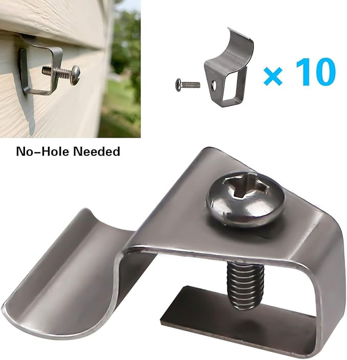 Vinyl Siding Clips Hooks No-Hole Needed Outdoor Siding Screws Hanger for Mount Home Security Came... | Amazon (US)