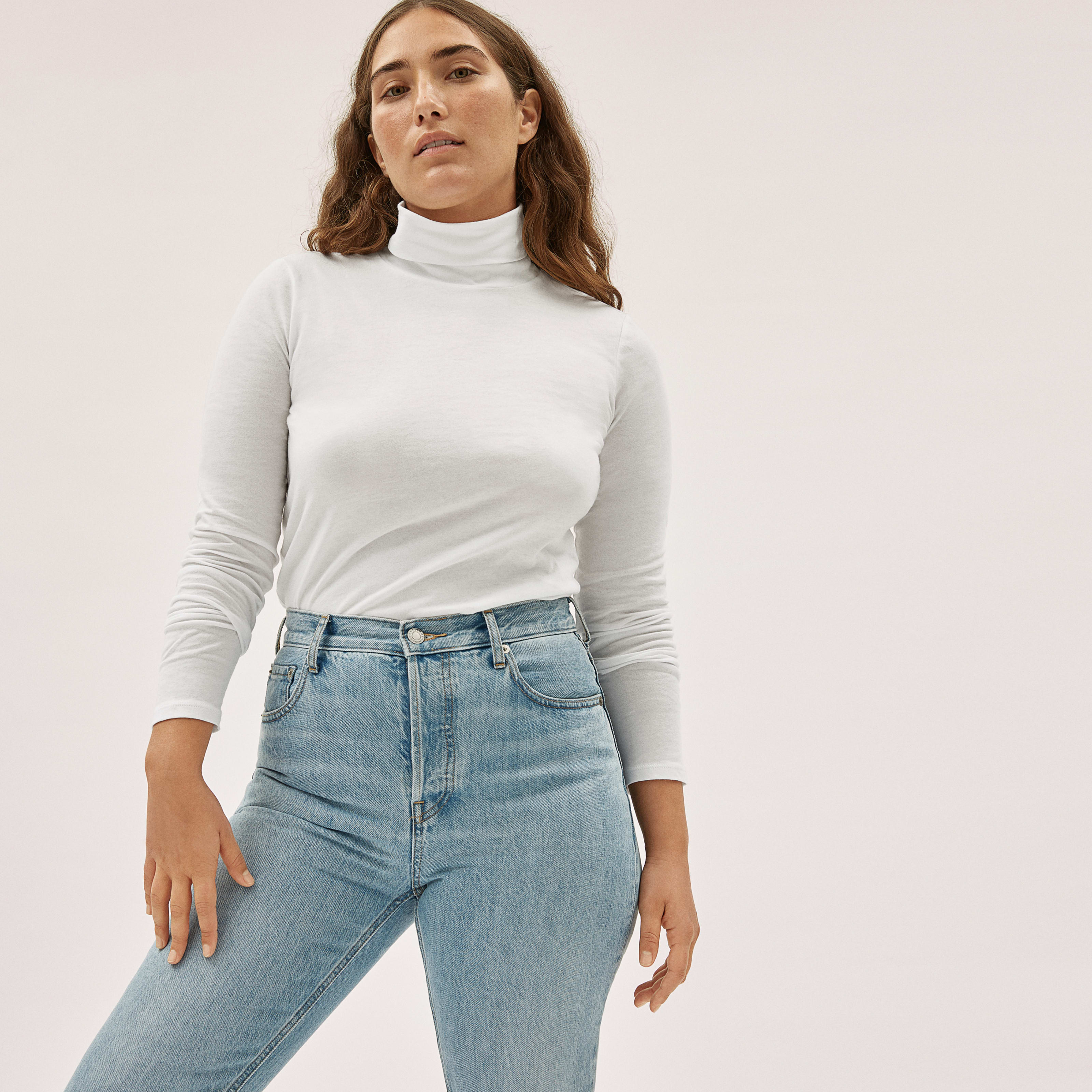 Women's Organic Cotton Turtleneck Sweater by Everlane in White, Size XXS | Everlane