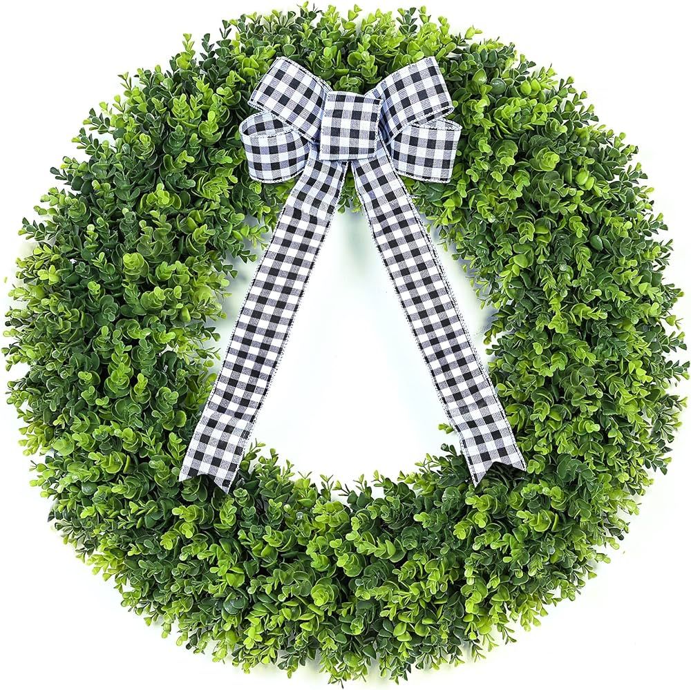 32" Faux Round Boxwood Wreath, Vlorart Artificial Large Boxwood Wreath Front Door Wreaths Artific... | Amazon (US)