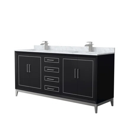 Marlena 72" Double Bathroom Vanity Set_White Carrara Marble | Wayfair North America
