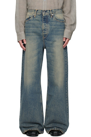 Blue Wide-Leg Skid Jeans | SSENSE
