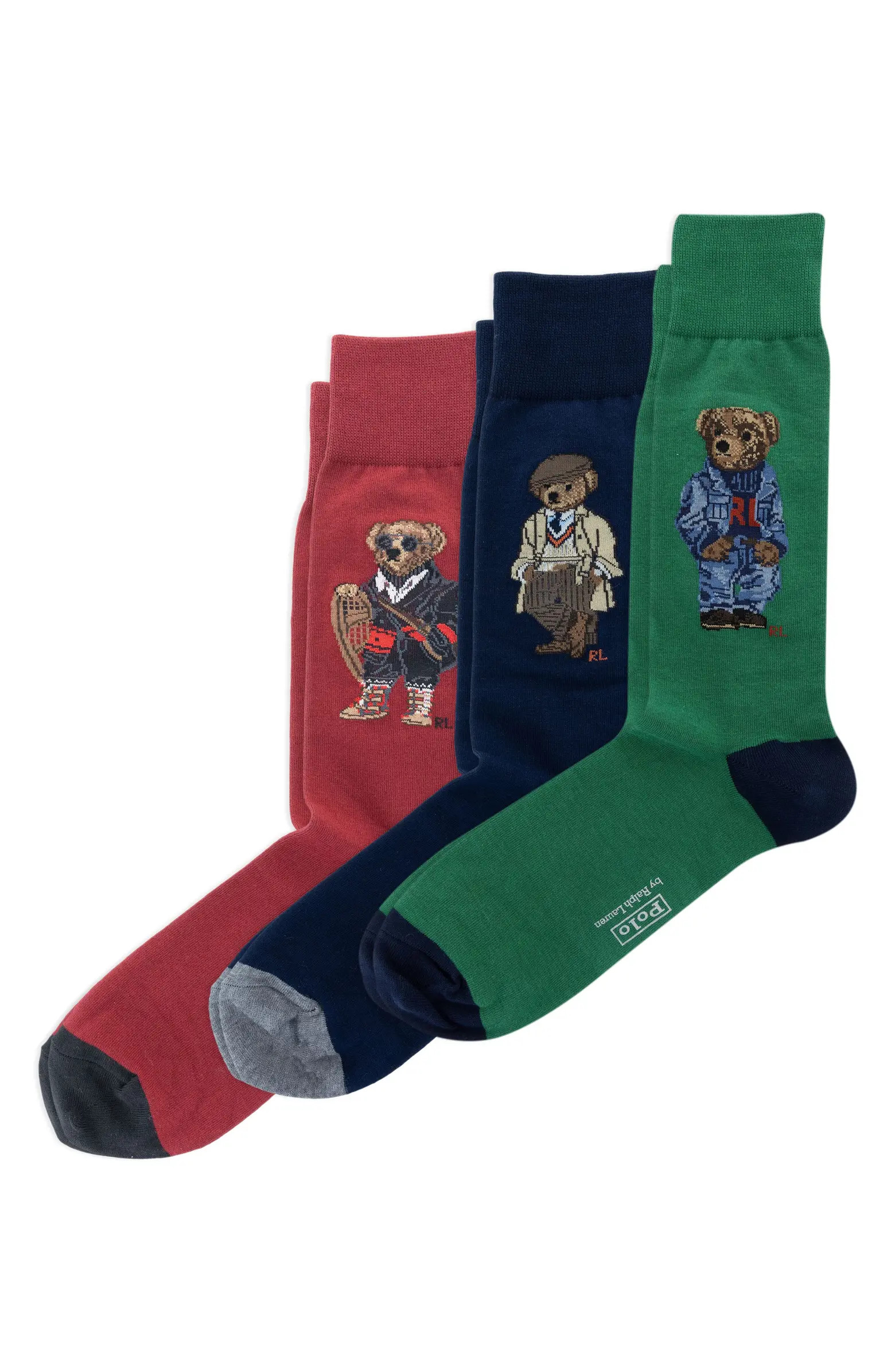 Polo Ralph Lauren Assorted 3-Pack Polo Bear Crew Socks Gift Box | Nordstrom | Nordstrom
