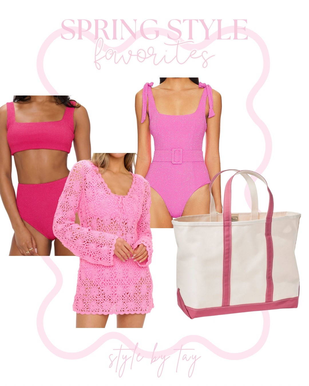 Pink swim favorites for spring 

The LL Bean boat tote is my favorite bag & gift 

summer outfit, vacation outfit, swim outfit 