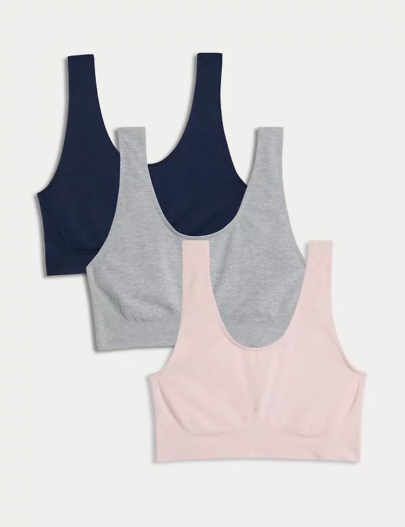 3pk Seamless Non Wired Crop Tops | M&S Collection | M&S | Marks & Spencer (UK)