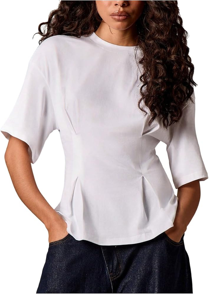 MakeMeChic Blusa de verano de manga corta con volantes para mujer | Amazon (US)
