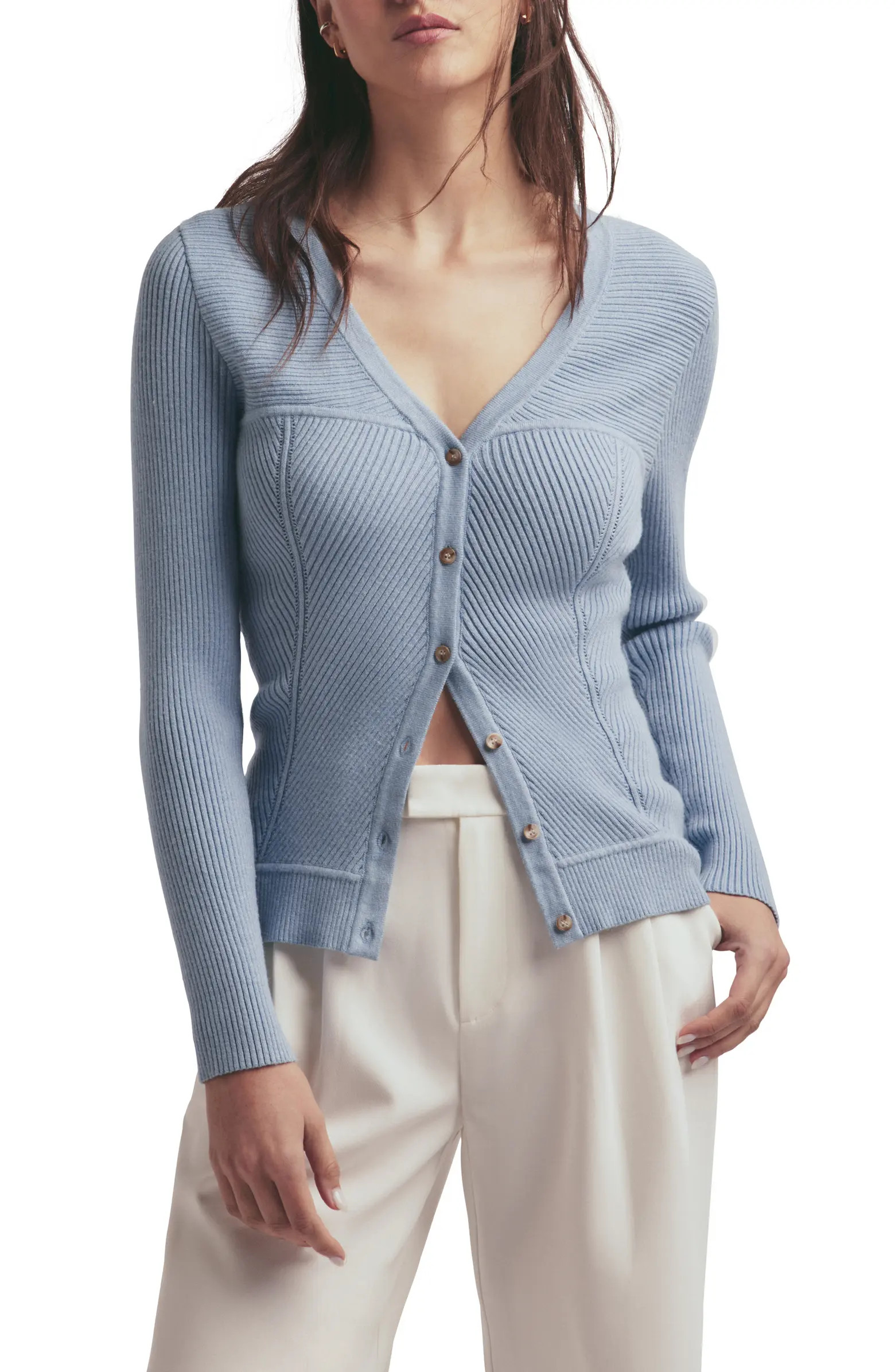 The Lena Bustier Rib Cardigan | Nordstrom