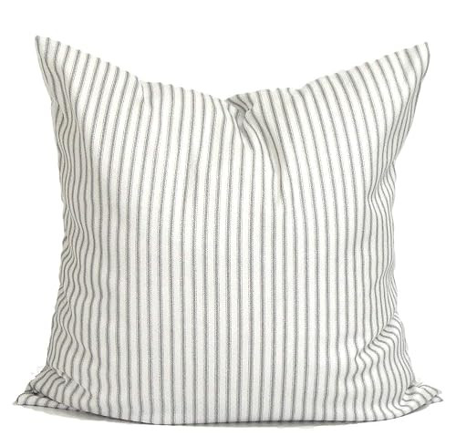 Gray Ticking Pillow Cover, Ticking Throw Pillow Cover, Farmhouse Pillow, Farmhouse Decor, Ticking... | Amazon (US)