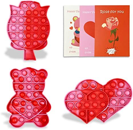 JoFAN 3 Pack Valentines Fidget Sensory Pop Toys with Cards for Him Kids School Class Classroom Va... | Amazon (US)