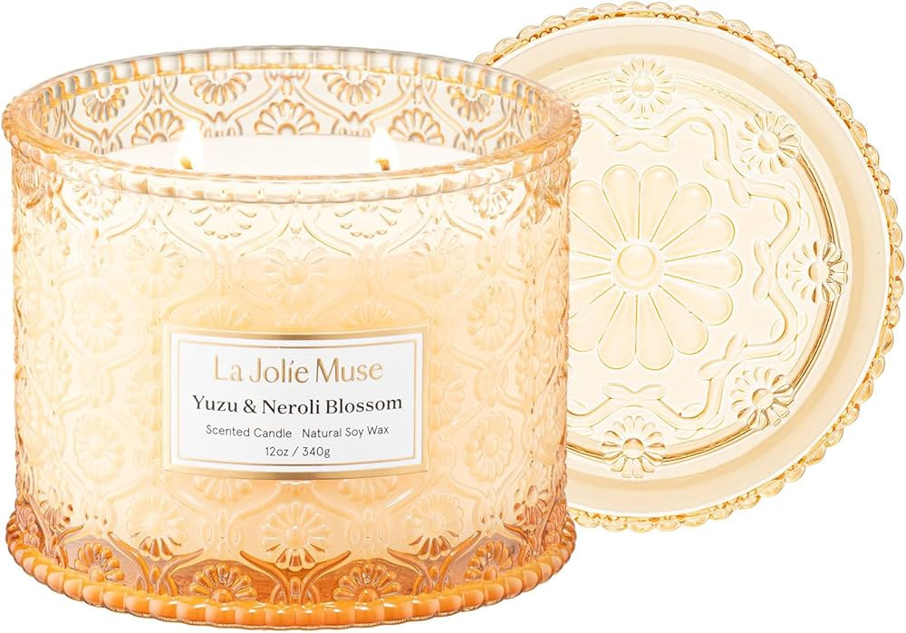 LA JOLIE MUSE Citrus Candle, Yuzu & Neroli Blossom Scented Candle, Candle Gifts for Women & Men, ... | Amazon (US)