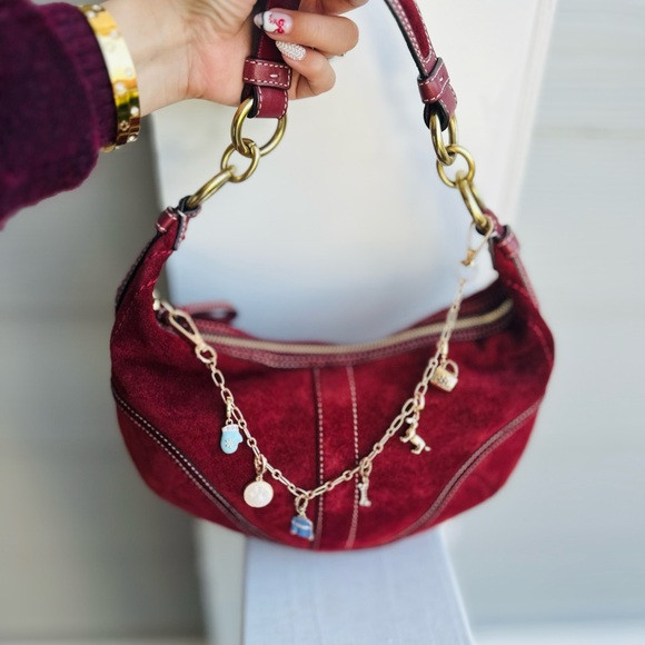 🎄 BURGUNDY SUEDE MINI HOBO – HOLIDAY EDITION 🤶✨ | Poshmark