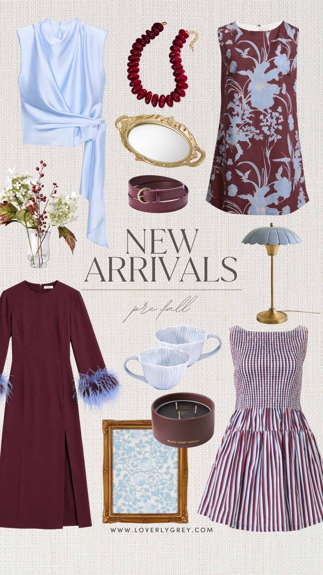 Pre-fall new arrivals I’m loving right now 🍷🩵 The prettiest mix of rich burgundy, soft blue, feminine prints, and home finds to refresh your wardrobe and space for the season!

  
loverly grey, new arrivals, pre fall finds, fall fashion, burgundy dress, fall dresses, transitional style, fall home decor, feminine style, seasonal finds

#LTKHome #LTKSeasonal #LTKmomlife