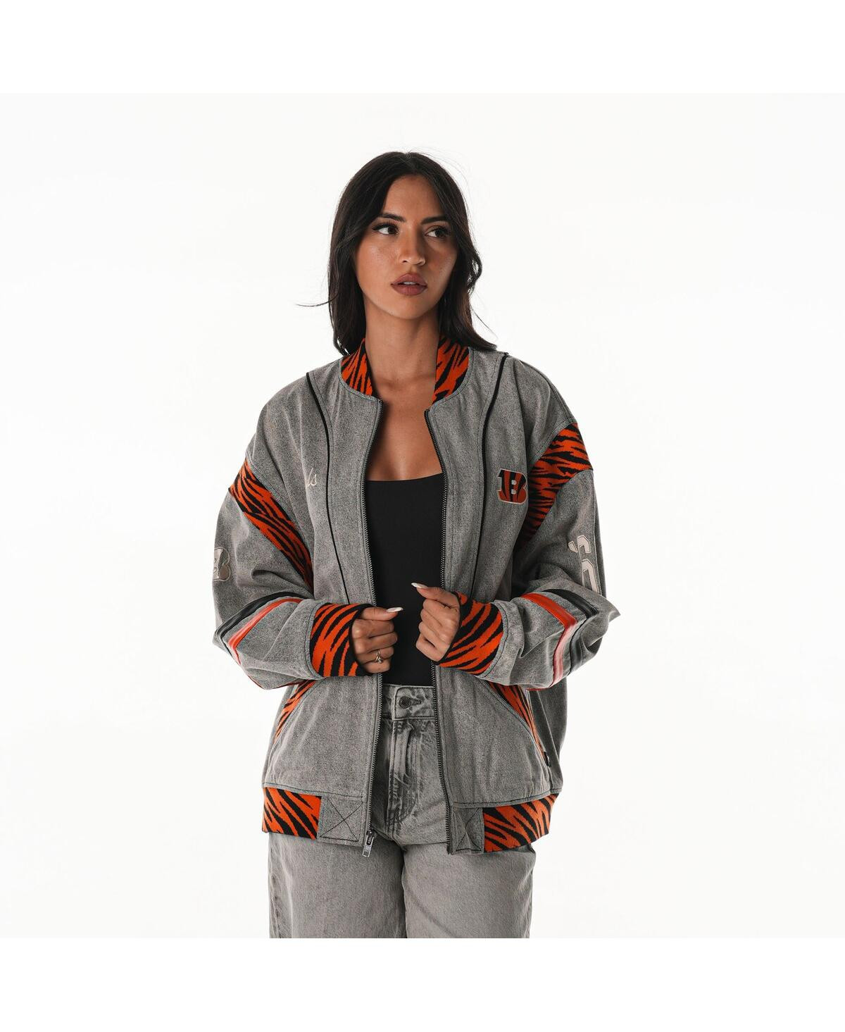 The Wild Collective Men's and Women's Gray Cincinnati Bengals Oversized Retro Full-Zip Jacket - Gray | Macy's