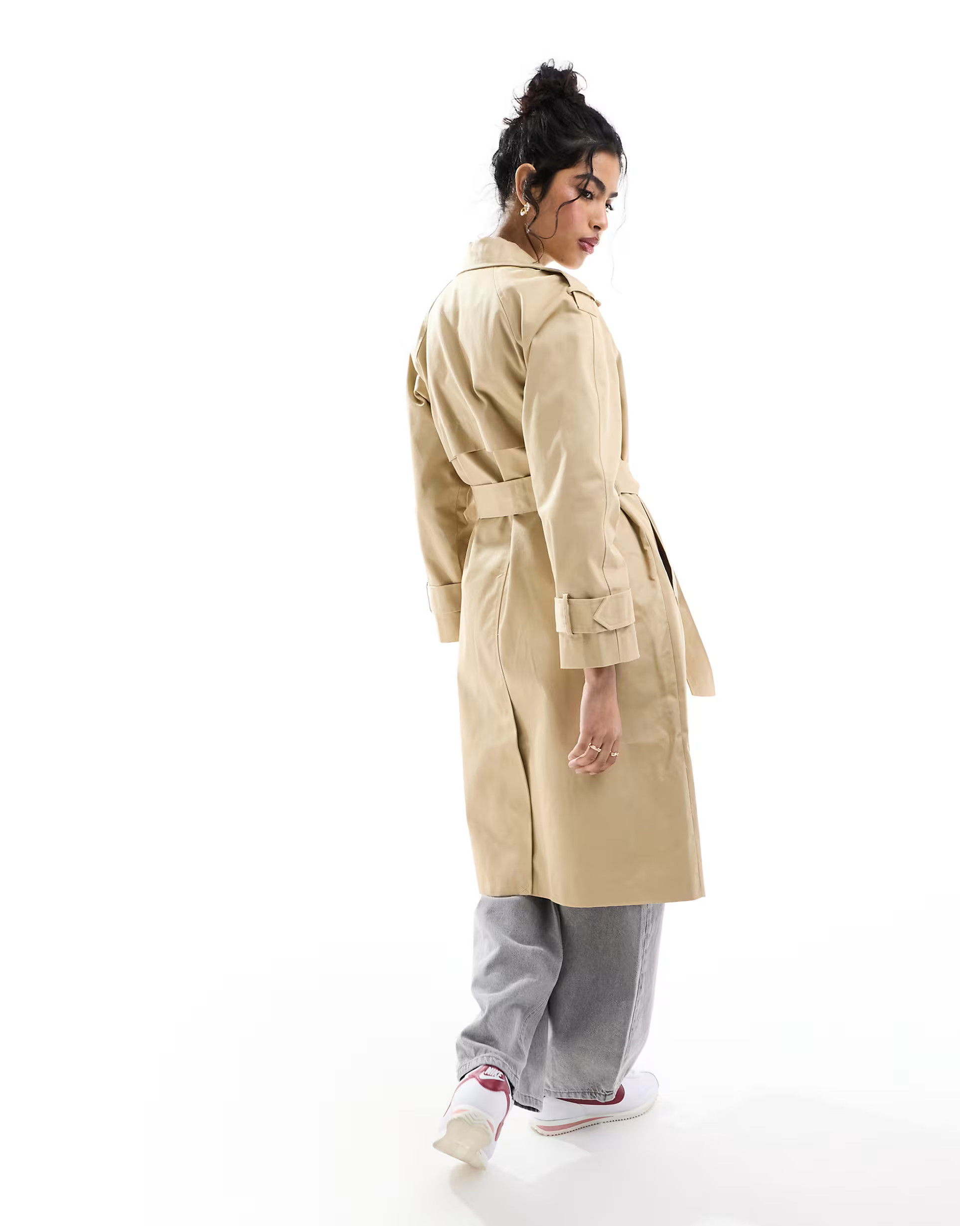 ASOS DESIGN longline trench in stone | ASOS (Global)