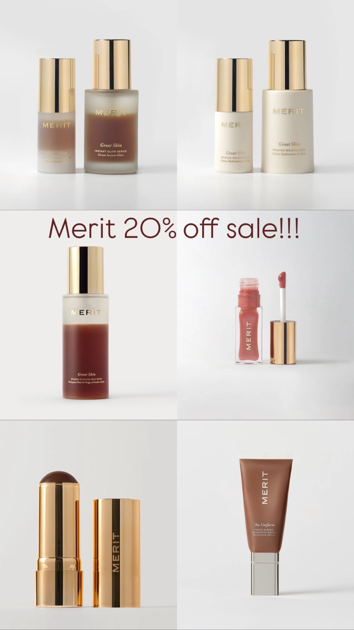 Merit 20% off sale!! I started using their skincare recently and it’s so good! Highly recommend the cleanser, glow serum and priming moisturizer. I use the uniform daily and the cream blush and bronzers are so pretty! 

#LTKHoliday #LTKBeauty #LTKCyberWeek