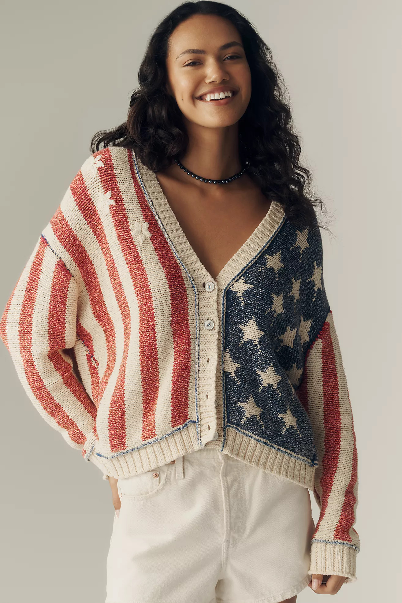 Pilcro Oversized Stars & Stripes Cardigan | Anthropologie (US)