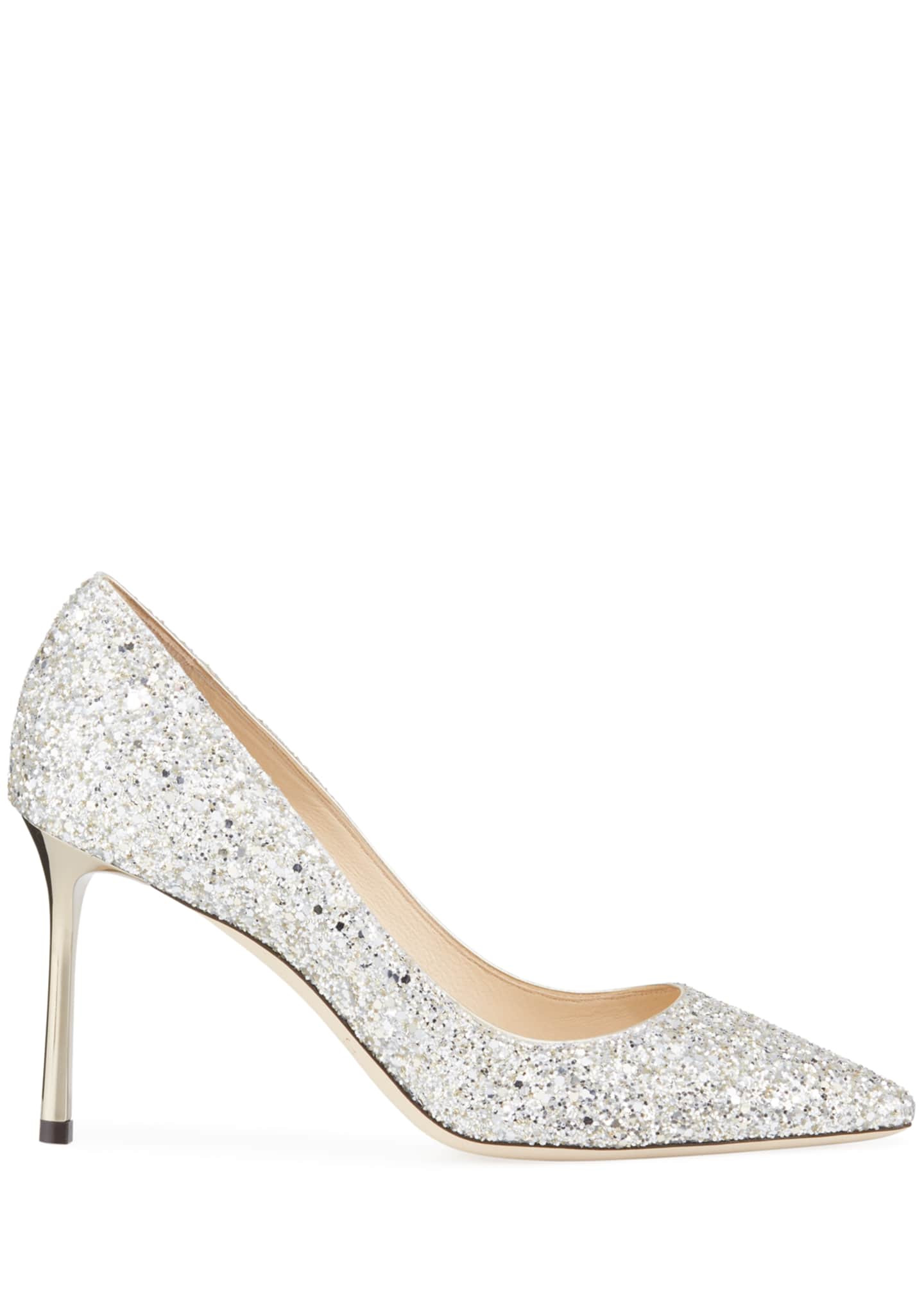 Jimmy Choo Romy Glittered Metallic-Heel Pumps | Bergdorf Goodman