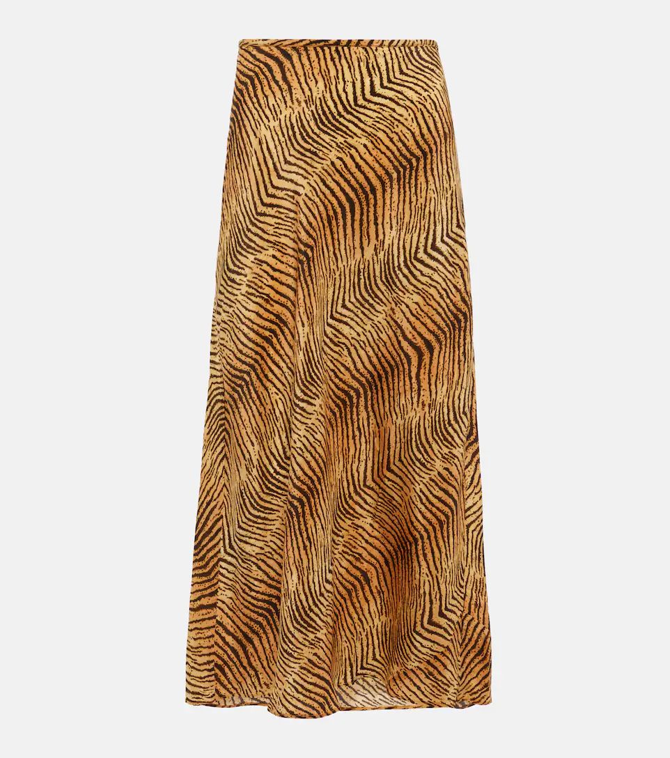 Kelly tiger-print silk skirt | Mytheresa (UK)