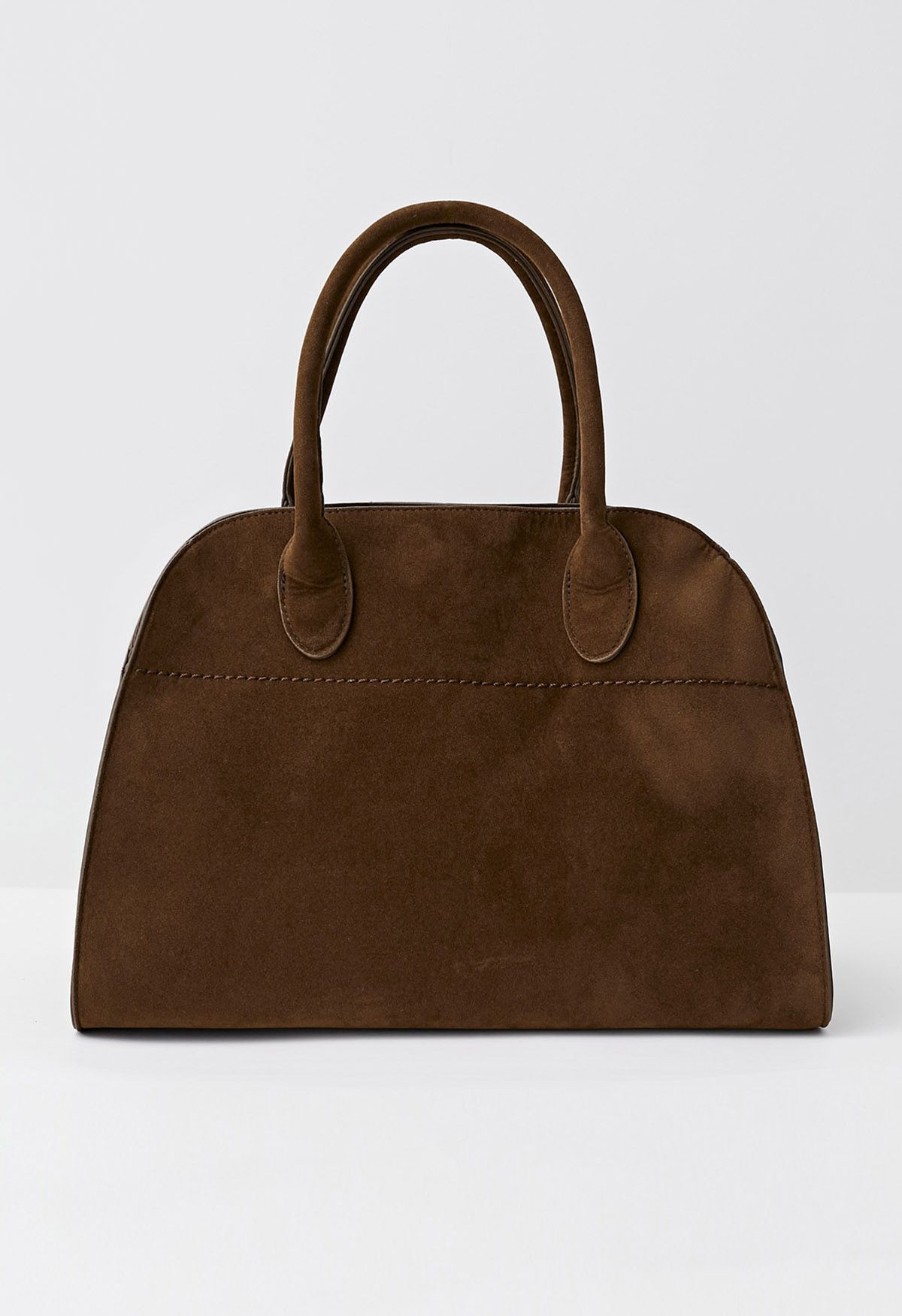 Retro-Hued Metal Clasp Faux Suede Tote Bag | Chicwish