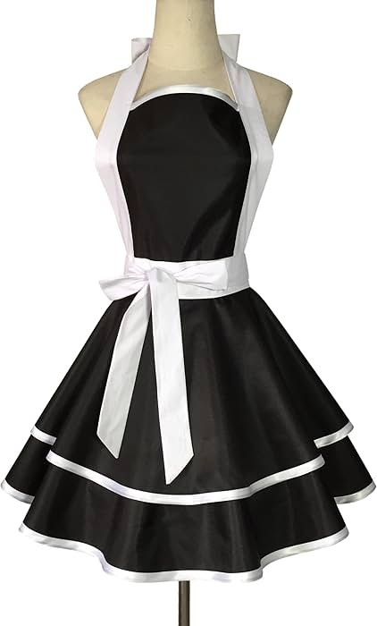 Violet Mist Retro Aprons for Women Cute 50s Vintage Black Lady apron Cake Cooking Sexy Lacy White... | Amazon (US)