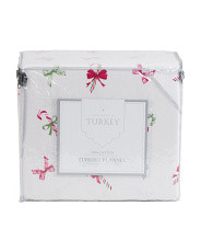 Made In Turkey Candy Cane Bows Flannel Sheet Set | Bed & Bath | Marshalls | Marshalls