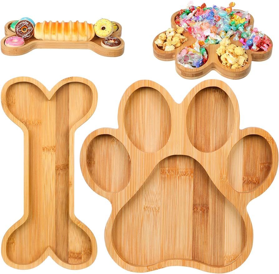 Sintuff 2 Pcs Cute Shaped Bamboo Serving Tray Charcuterie Board Party Supplies Natural Wooden Sna... | Amazon (US)