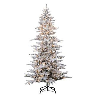 Sterling 7.5 ft. Pre-Lit Flocked Cambridge Fir Artificial Christmas Tree 5865--75C - The Home Dep... | The Home Depot