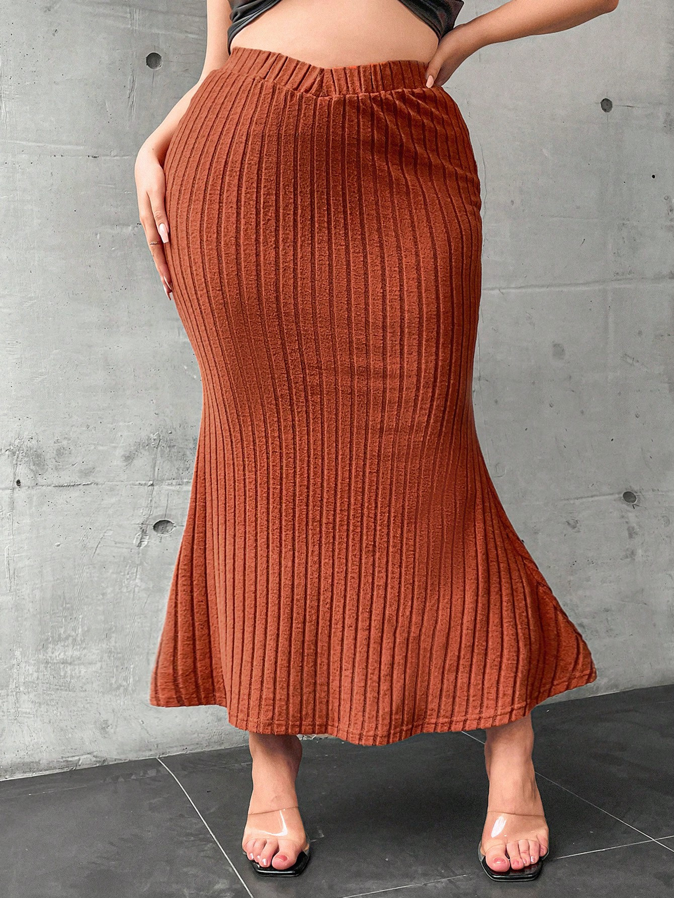 Plus High Waist Mermaid Hem Skirt | SHEIN