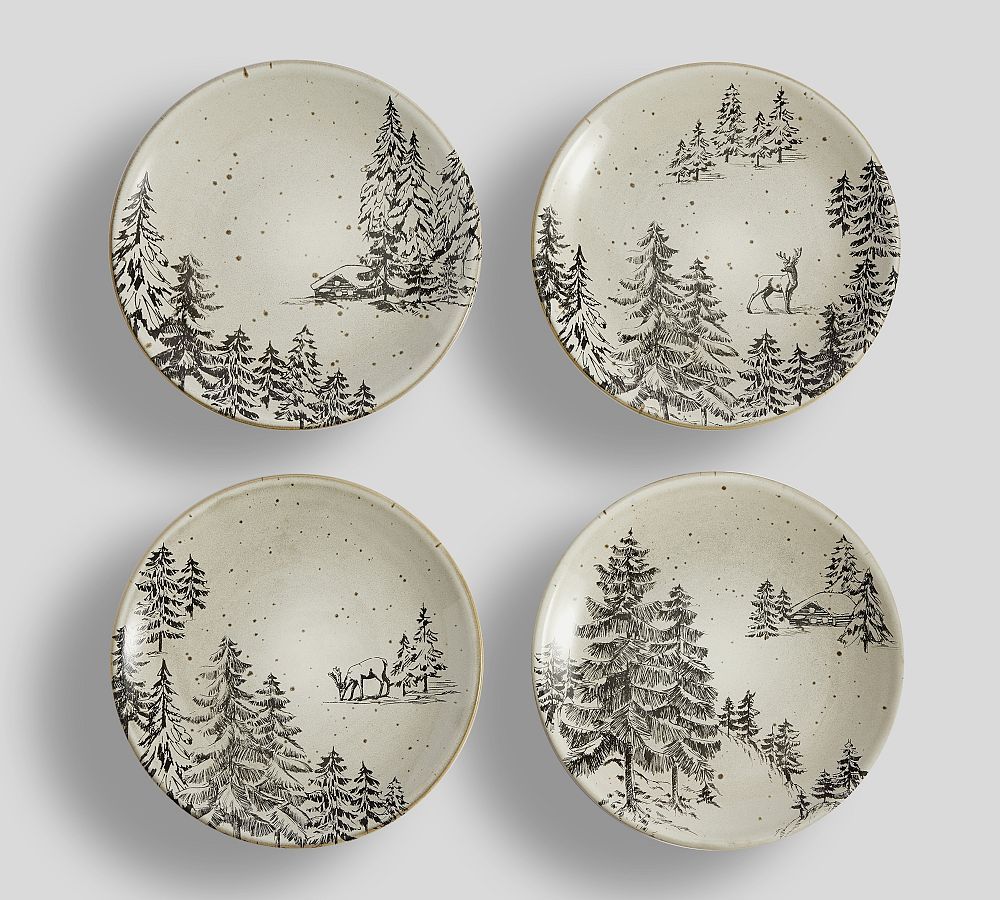 Rustic Forest Stoneware Appetizer Plates - Set of 4 | Pottery Barn (US)