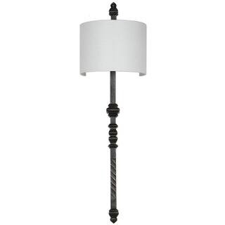 SAFAVIEH Covington 1 in. 1-Light Silver Black Wall Indoor Sconce with White Shade LIT4384A - The ... | The Home Depot