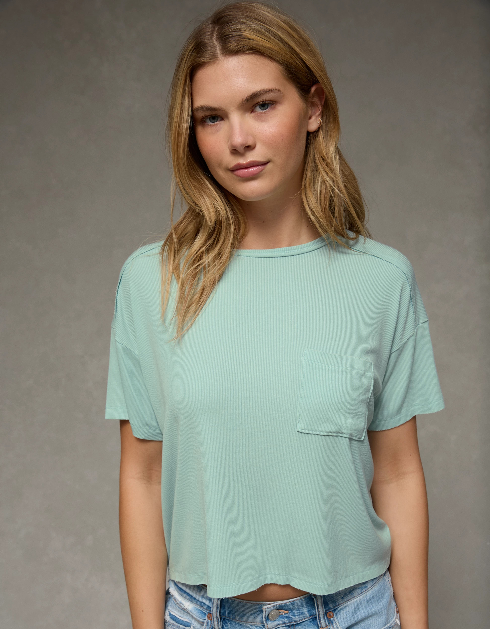 AE Soft & Sexy Ribbed Pocket T-Shirt | American Eagle Outfitters (US & CA)