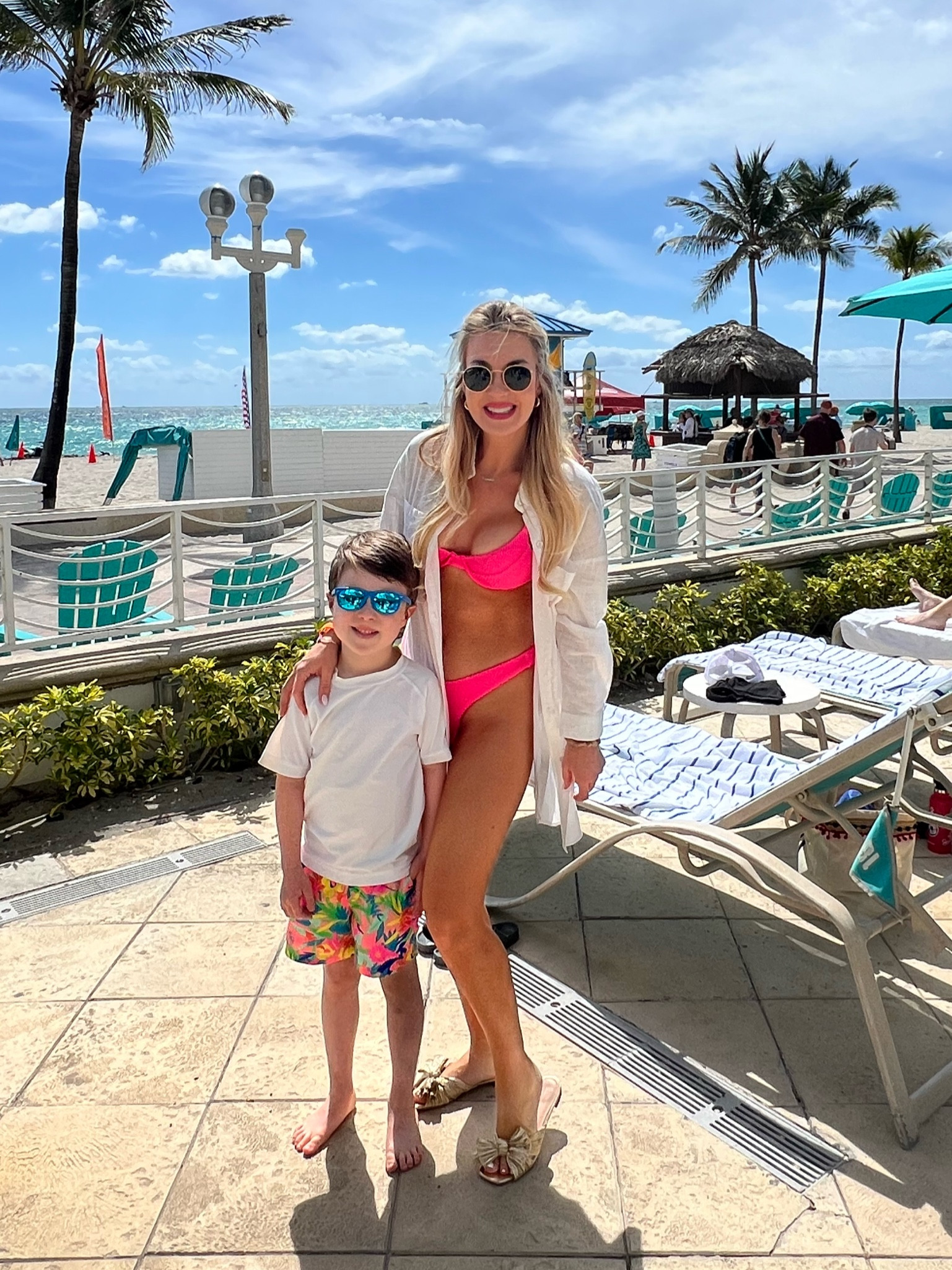 Family spring break. Wearing size small in pink bikini & size 7 in gold bow slides. (Size up one whole size in slides. They run small). Reynolds is wearing xsmall in trunks & size 5T in rash guard

#LTKswim #LTKfamily #LTKtravel