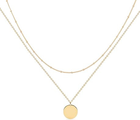 Mevecco Layered Heart Necklace Pendant Handmade 18k Gold Plated Dainty Gold Choker Arrow Bar Laye... | Amazon (US)
