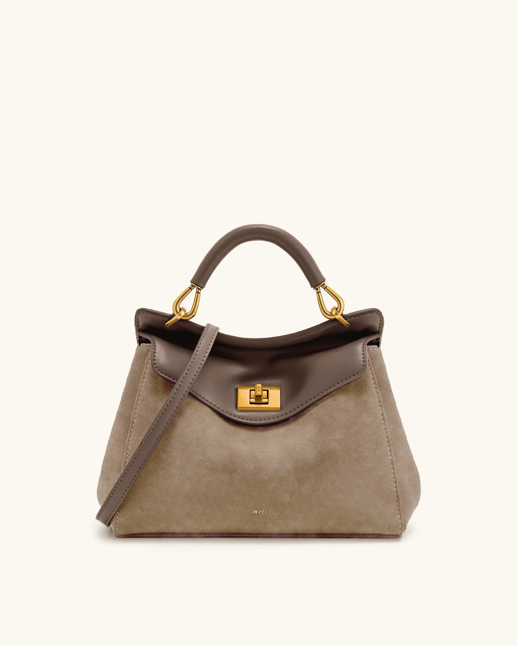 Lucia Classic Faux Suede Top Handle Bag - Taupe | JW PEI US