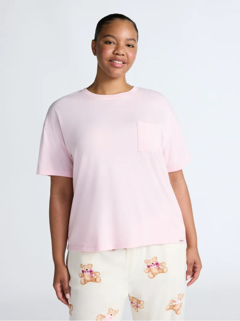 Joyspun Women's Sleep Tee with Short Sleeves, Sizes XS-3X | Walmart (US)