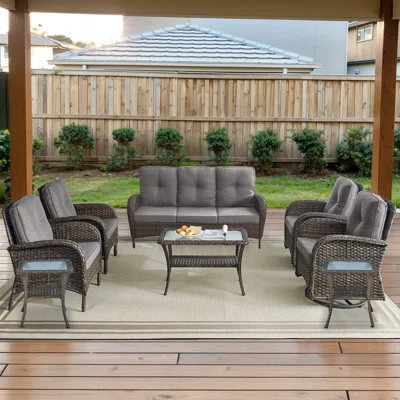 Gaetanino 8 - Pieces Outdoor Patio Seating Group with Cushions and Side Tables | Wayfair North America