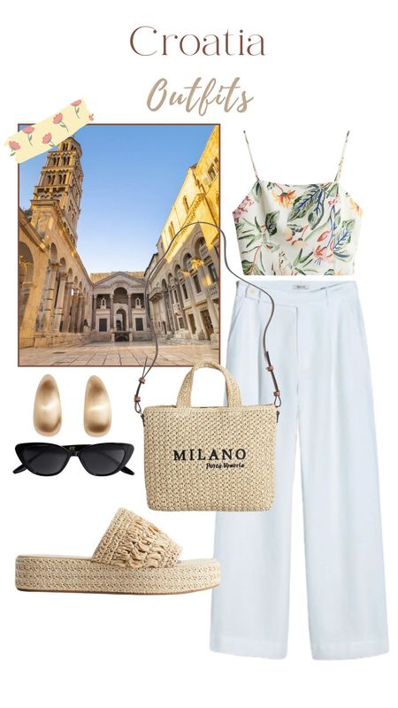 Croatia outfit, floral top, white pants, straw bag, vacation outfit, summer outfits 

#LTKStyleTip #LTKTravel #LTKFindsUnder50